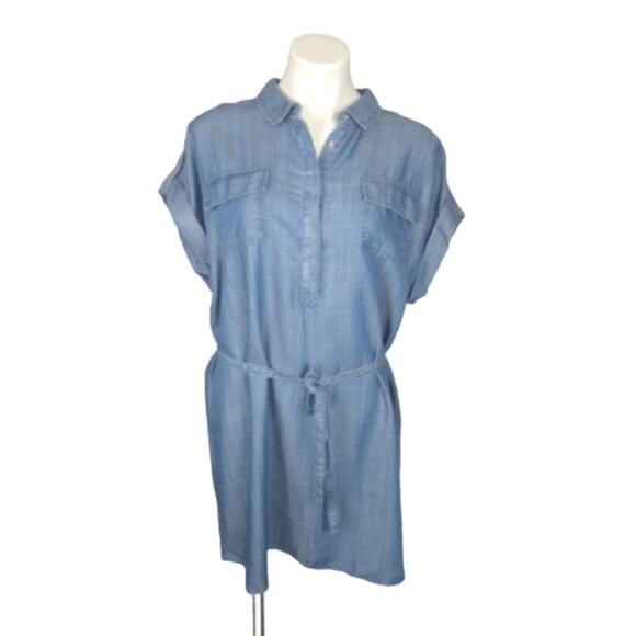 Two by Vince Camuto Belted Chambray Shirt dress Size Large - Picture 1 of 15